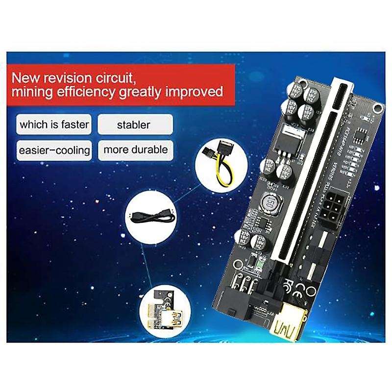 Ver010s Plus Pcie Adapter Card Pcie 1x to 16x Usb 3.0 Data Cable,3pc
