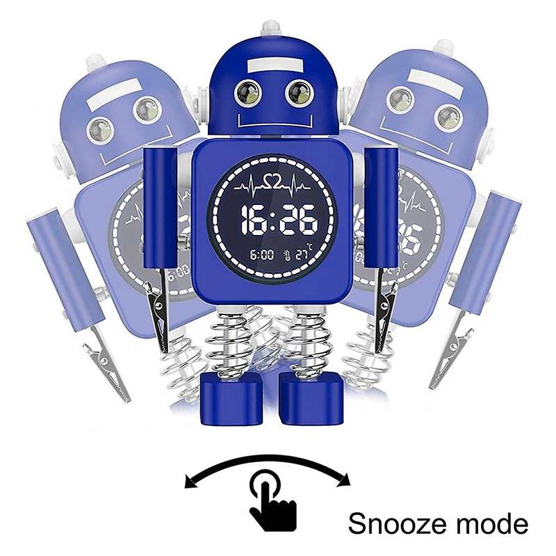 Robot Smart Digital Alarm Clock Temperature Display Desktop(blue)