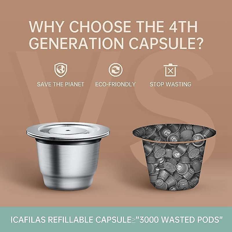 2 Pcs Refillable Coffee Capsules Stainless Steel for Nespresso