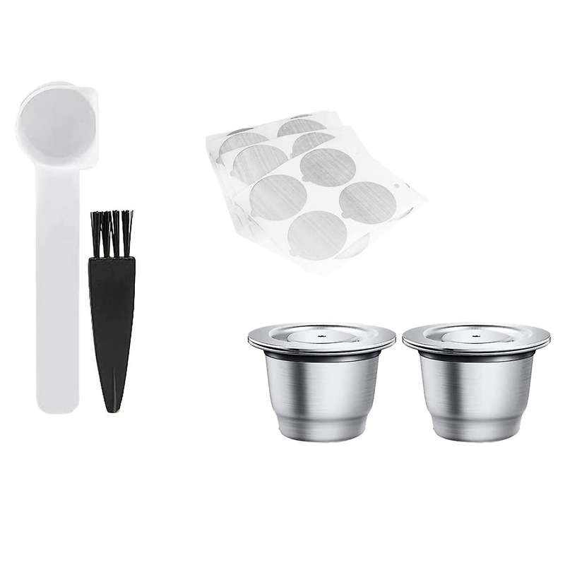 2 Pcs Refillable Coffee Capsules Stainless Steel for Nespresso