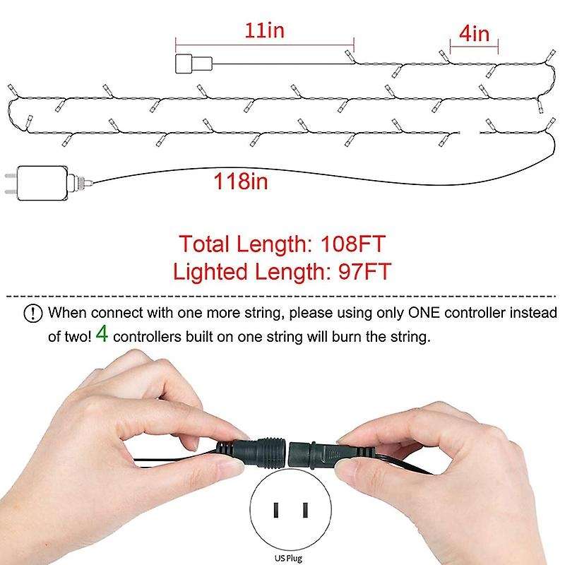 Christmas Tree String Lights 300 Led Lights with 8 Modes Us Plug