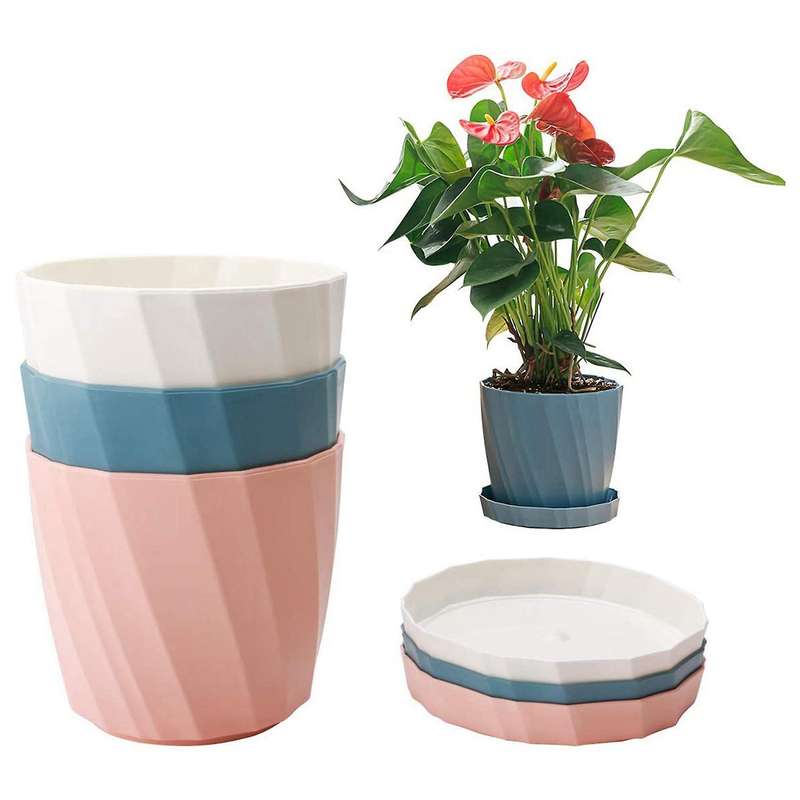6pcs 6.6 Inch Plant Pot Plastic Planter Colorful Succulent Pots
