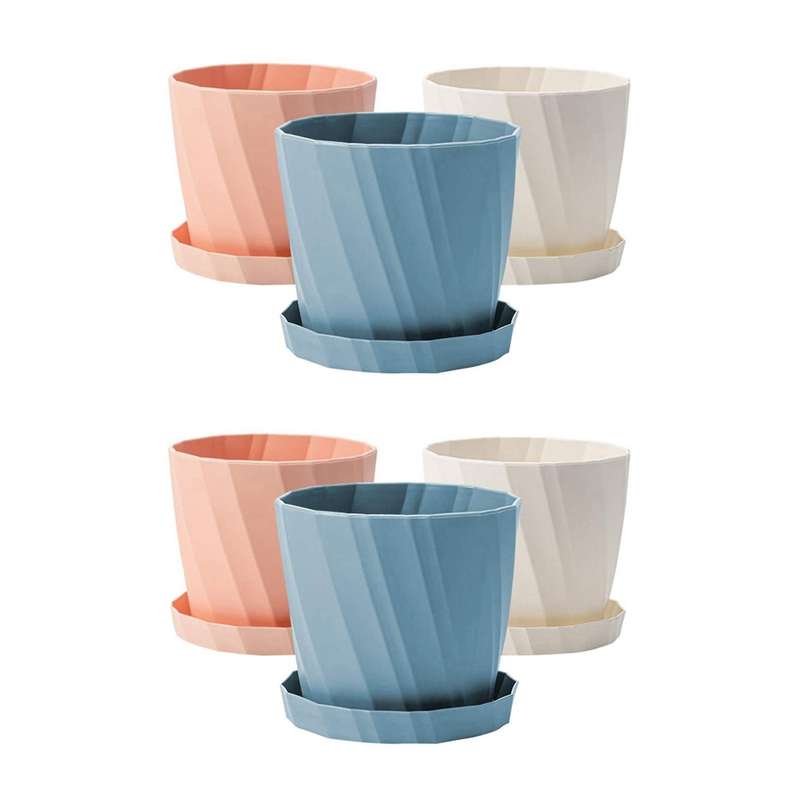 6pcs 6.6 Inch Plant Pot Plastic Planter Colorful Succulent Pots