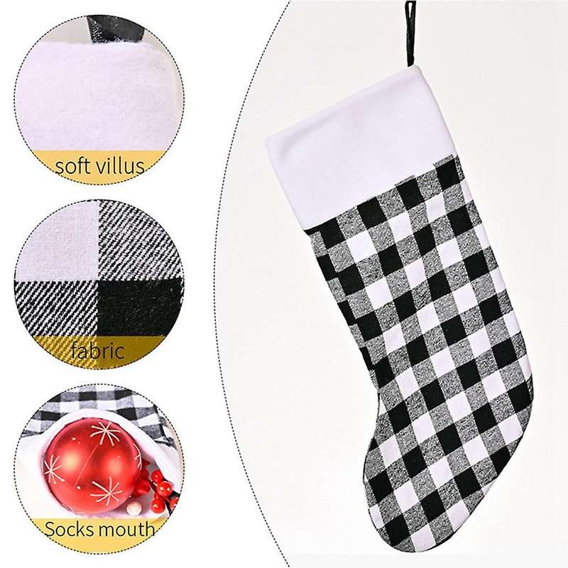 8 Pack Christmas Stocking for Party Decoration, L(red and Black)
