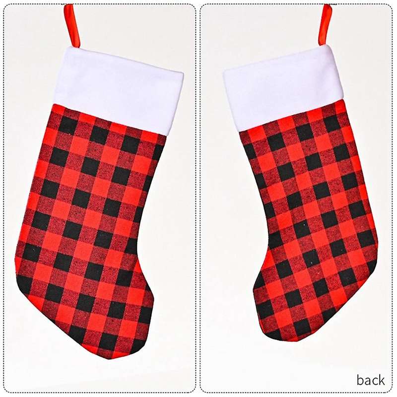 8 Pack Christmas Stocking for Party Decoration, L(red and Black)