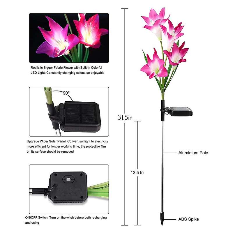 Solar Flowers Decorative Lights, 4 Pack 16 Lily Lights Waterproof