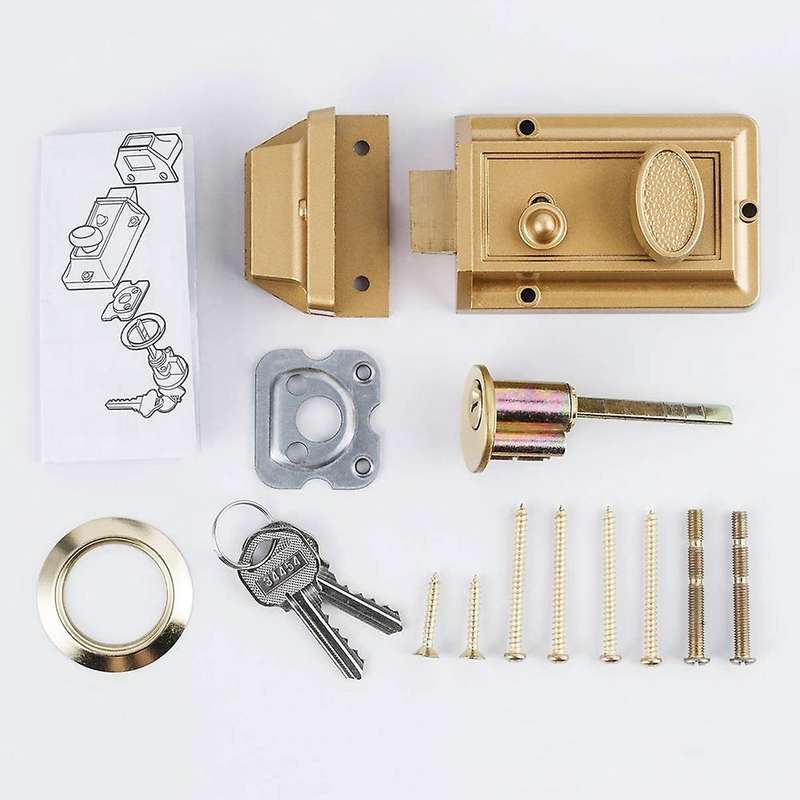 Zinc Cylinder Deadbolt Latch Lock for Night Gate Door Entrance,gold