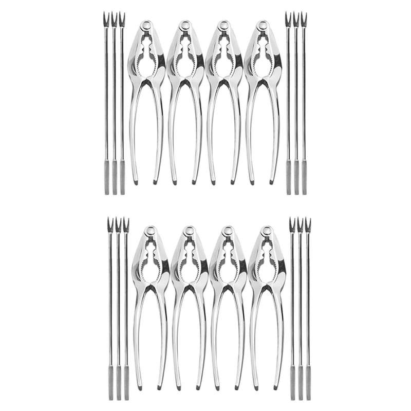 Seafood Tools Set, 4 Pcs Crab Crackers and 6 Pcs Seafood Forks