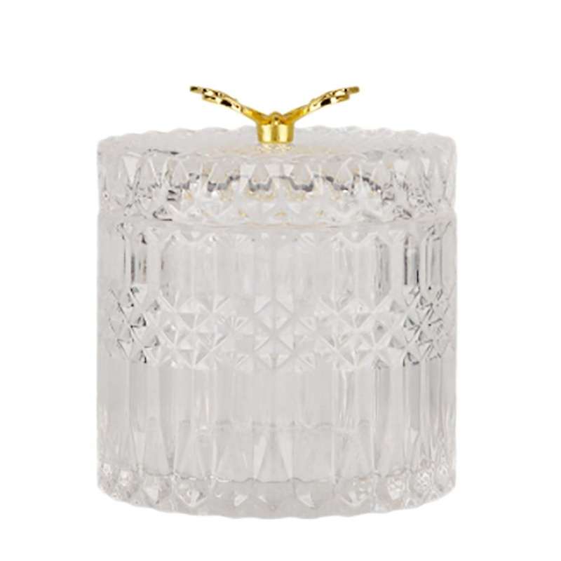 Nordic Gold Butterfly Glass Covered Jewelry Box Candy Snack Jar(d)
