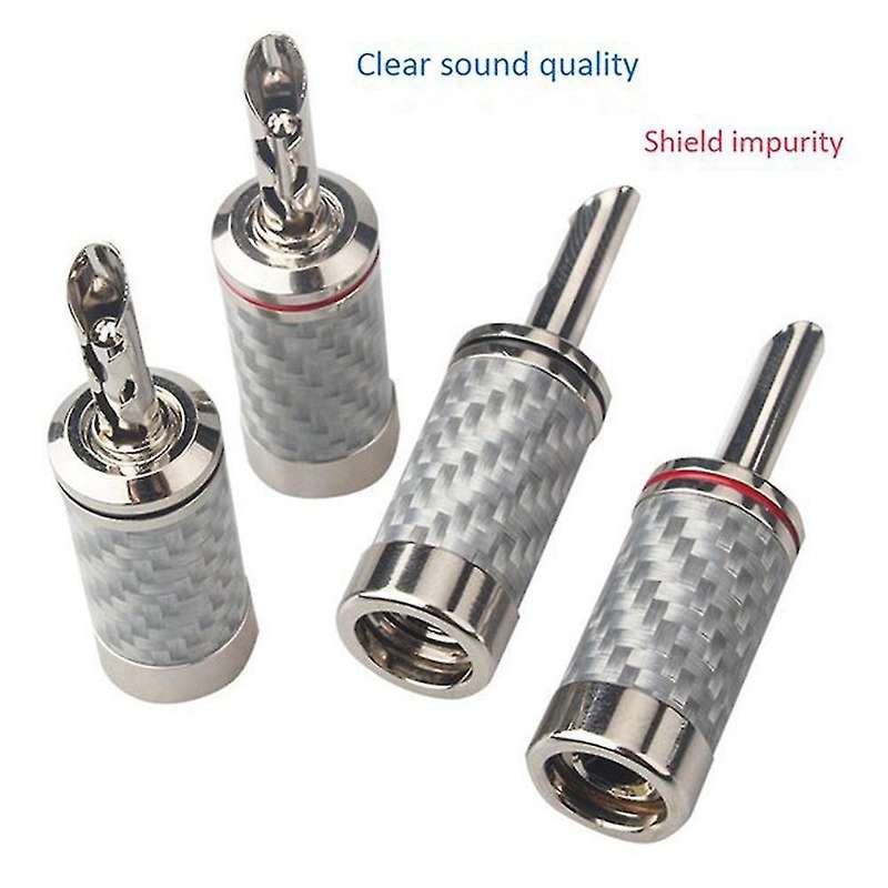 12pcs White Carbon Fiber Pure Copper Rhodium Plated Banana Plug