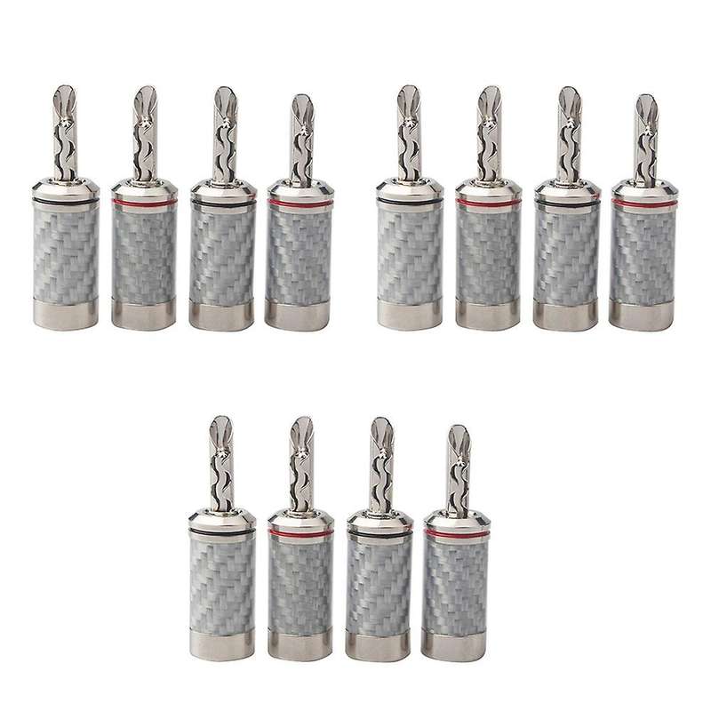 12pcs White Carbon Fiber Pure Copper Rhodium Plated Banana Plug