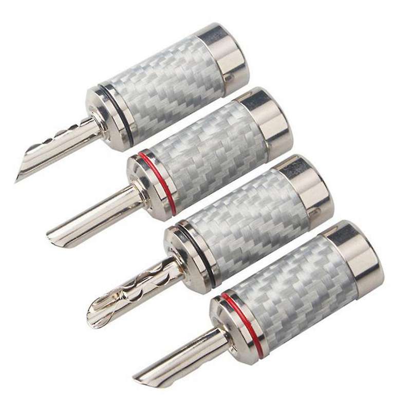 12pcs White Carbon Fiber Pure Copper Rhodium Plated Banana Plug