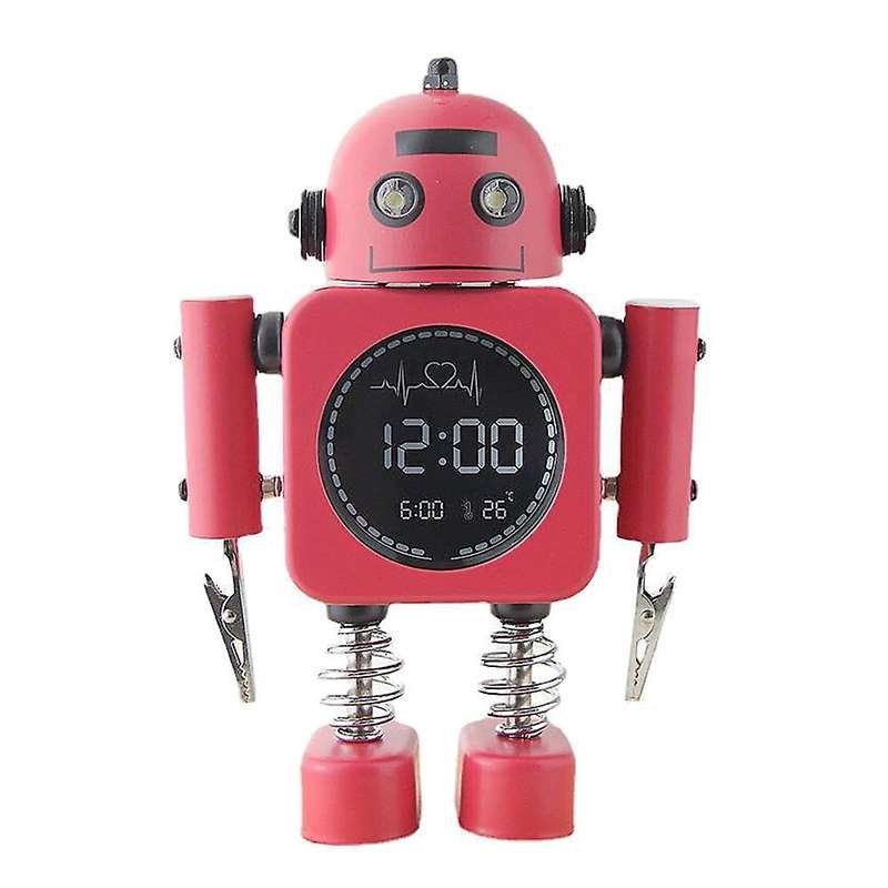 Robot Smart Digital Alarm Clock Temperature Display Desktop(red)
