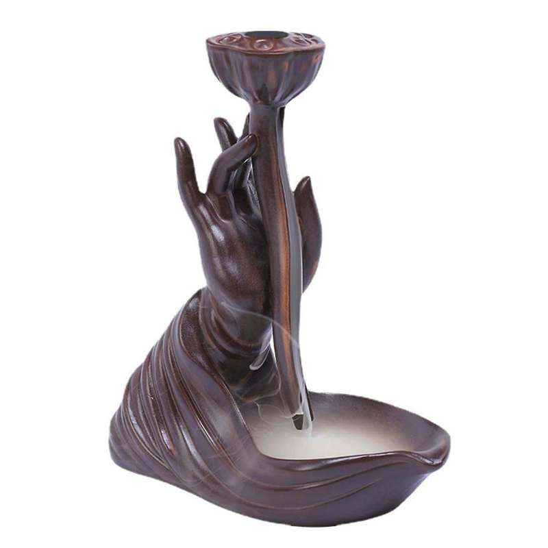 Buddha Hand Ceramic Backflow Incense Burner Waterfall Home A