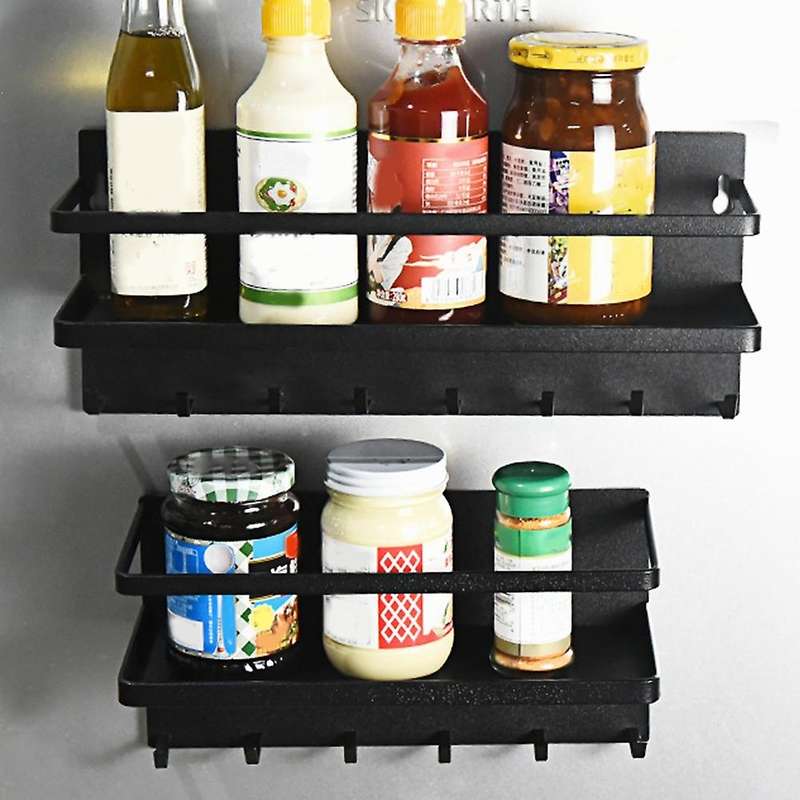 3 Tiers Refrigerator Rack Magnetic Kitchen Shelf Hooks Holders, S