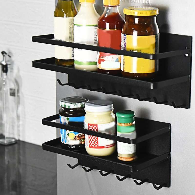 3 Tiers Refrigerator Rack Magnetic Kitchen Shelf Hooks Holders, S