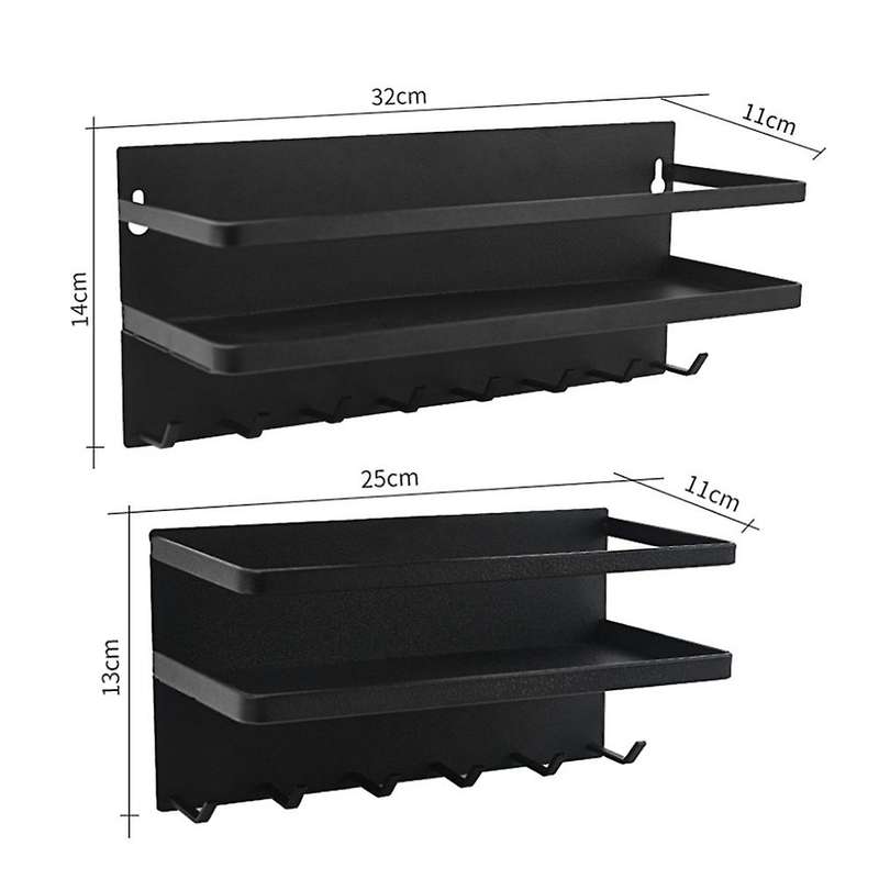 3 Tiers Refrigerator Rack Magnetic Kitchen Shelf Hooks Holders, S