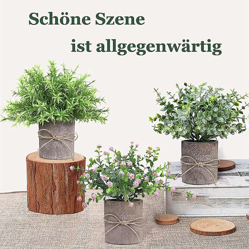 Decorative Small Plants Artificial Eucalyptus, Set Of 3 for Bedroom