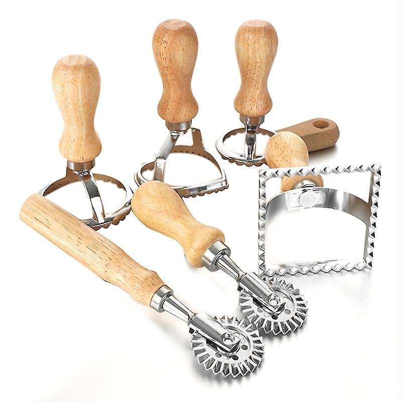 Cutter and Press Stamps with Wooden Handle for Ravioli,dumplings 6pcs