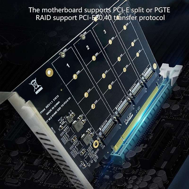 4-disk Nvme Raid Pci-e X16 Dapter Card Support M. 2 Nvme Protocol