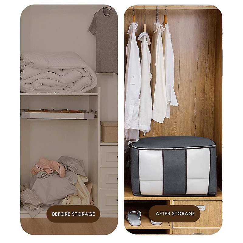 4pcs/set Foldable Clothes Quilt Storage Bags Organizer Box Black