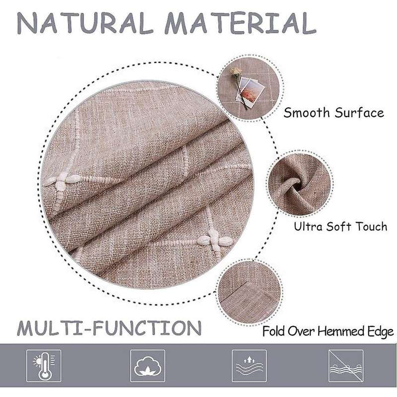 Solid Embroidery Lattice Tablecloth Cotton Linen Dust-proof Checkered