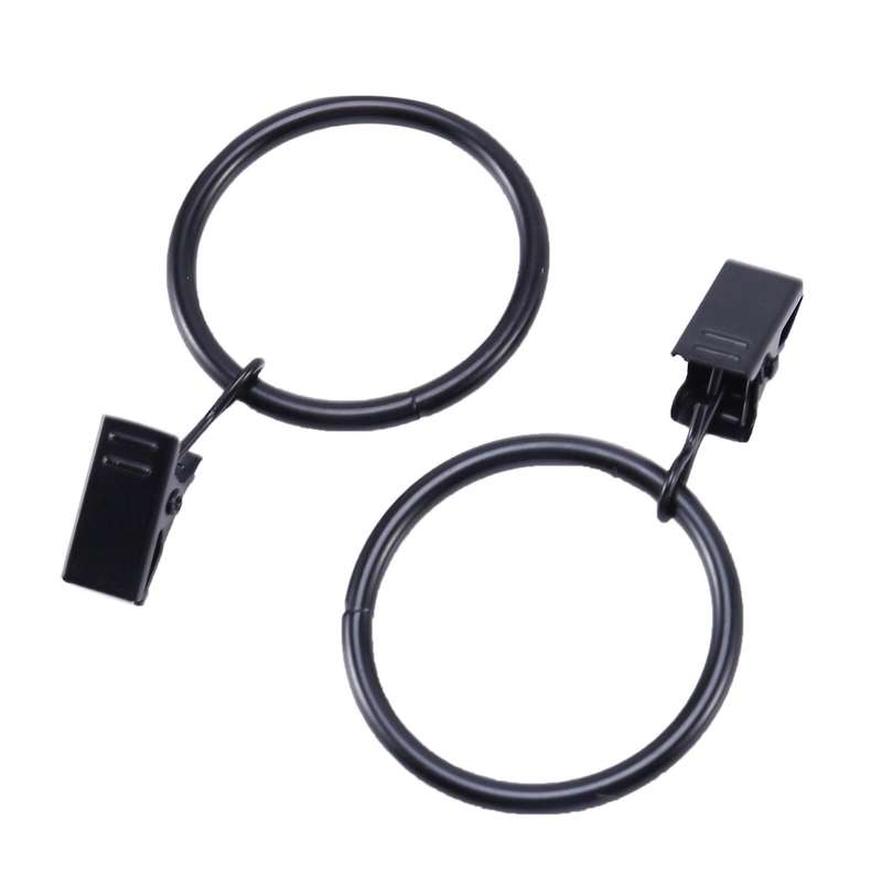 72 Pack Rings Curtain Clips Metal Decorative Curtain Ring Black