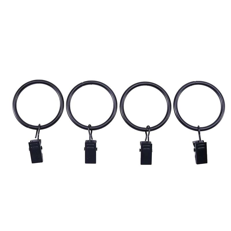 72 Pack Rings Curtain Clips Metal Decorative Curtain Ring Black