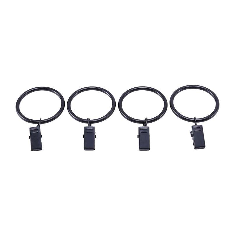 72 Pack Rings Curtain Clips Metal Decorative Curtain Ring Black