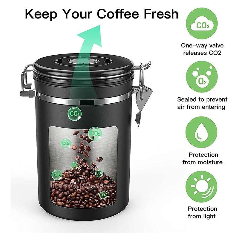 Coffee Jar 500g Beans,1.8l Beans Container,with Spoon for Cocoa