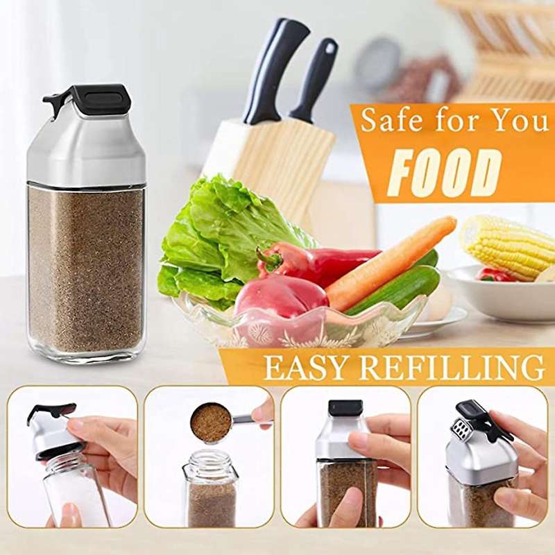 4pack Salt and Pepper Shakers Set - Glass Salt Shaker with Sealed Lid
