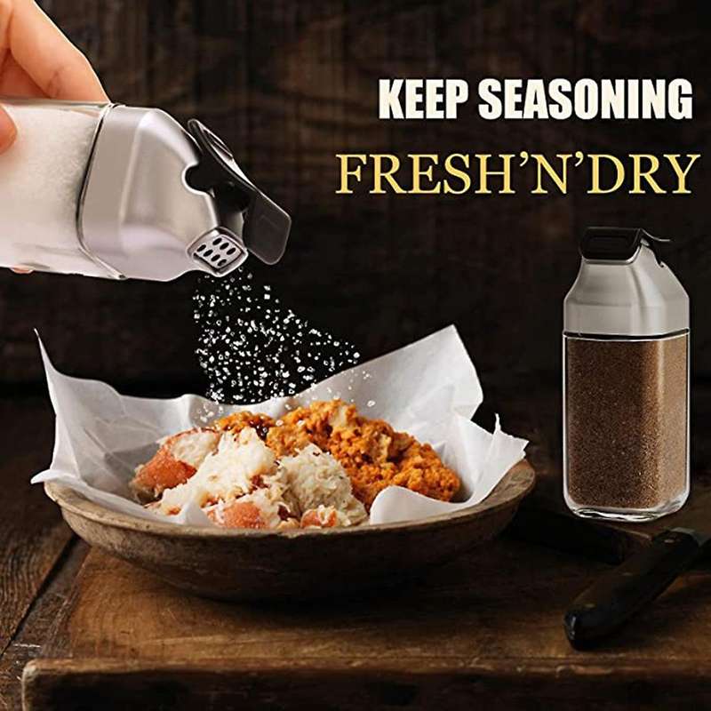 4pack Salt and Pepper Shakers Set - Glass Salt Shaker with Sealed Lid