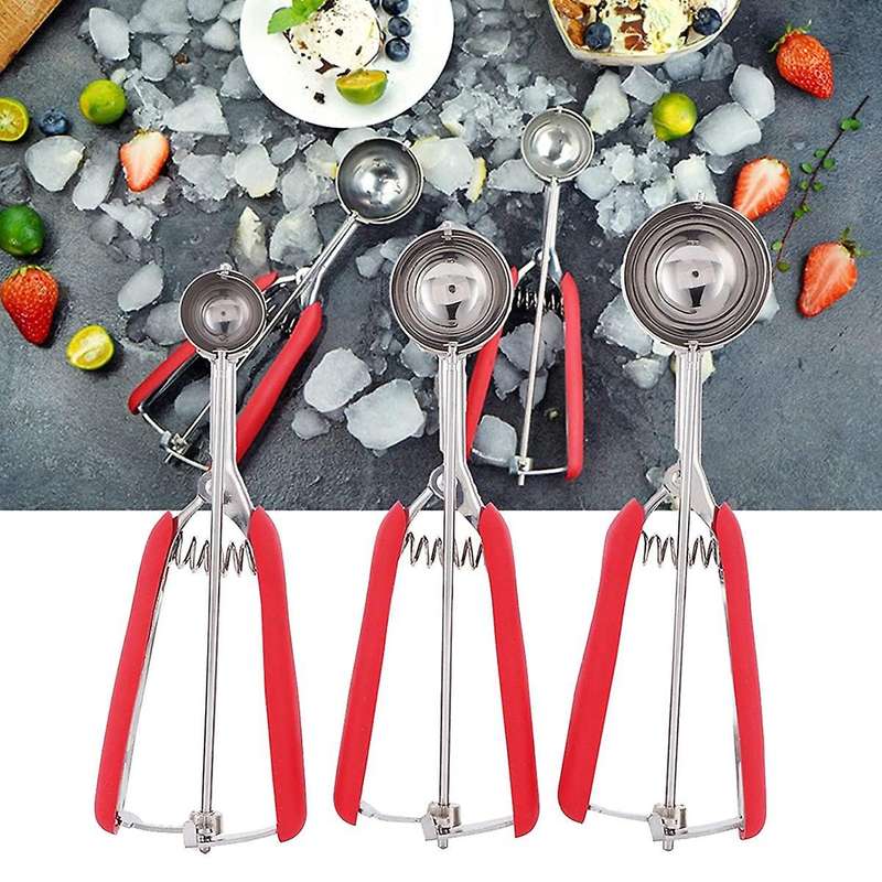 Stainless Steel Kitchen Fruit Ice Cream Scoop Set,cookies Spoon Food