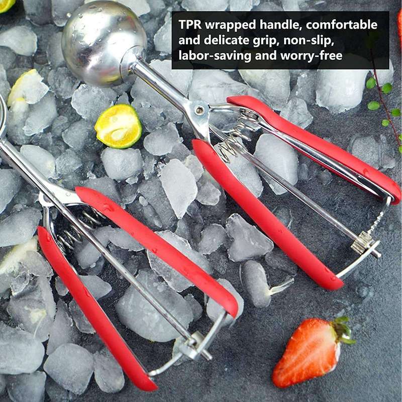 Stainless Steel Kitchen Fruit Ice Cream Scoop Set,cookies Spoon Food