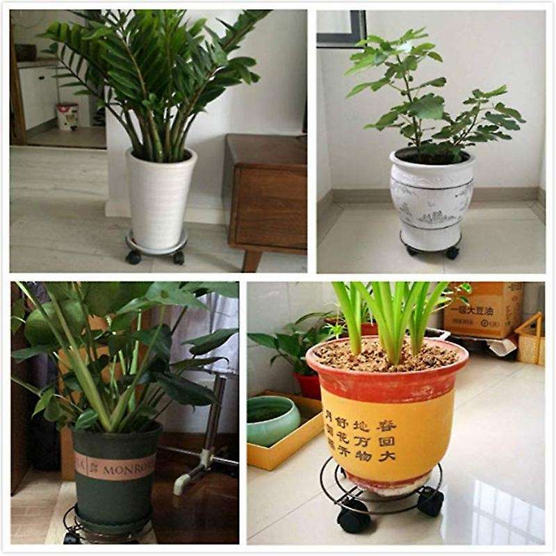 2pcs 11 Inch Plant Flower Heavy Duty Copper Plant Stand with Wheels