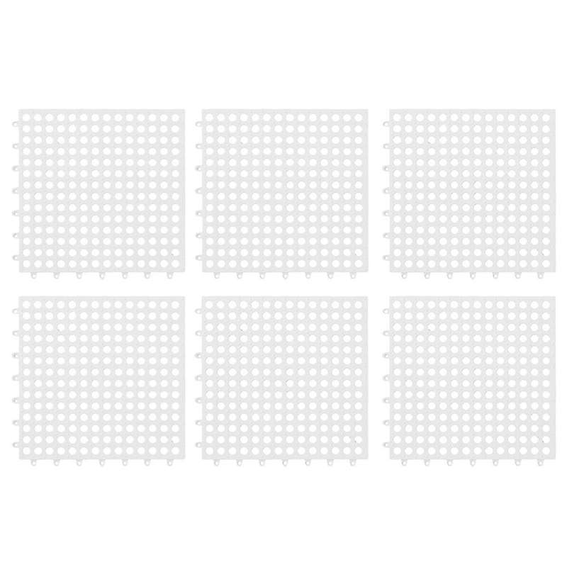 6pcs Anti-slip Splicing Pvc Bathroom Kitchen Mat 30x30cm White