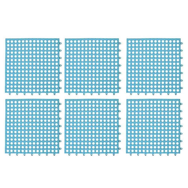 6pcs Anti-slip Splicing Pvc Bathroom Kitchen Mat 30x30cm Sky Blue