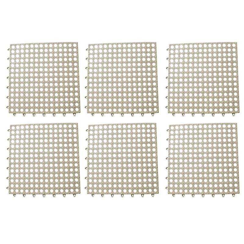 6pcs Anti-slip Splicing Pvc Bathroom Kitchen Mat 30x30cm Light Grey