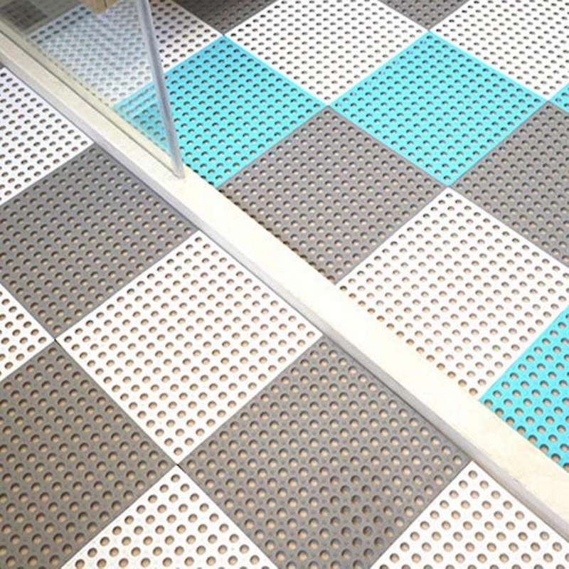 6pcs Anti-slip Splicing Pvc Bathroom Kitchen Mat 30x30cm Light Grey