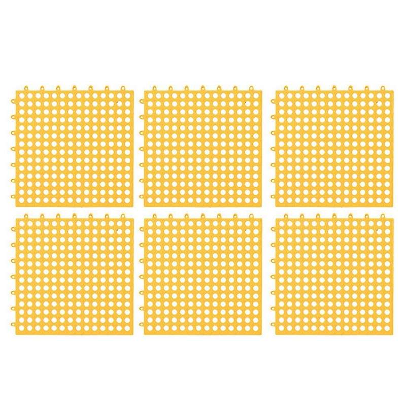 6pcs Anti-slip Splicing Pvc Bathroom Kitchen Mat 30x30cm Yellow