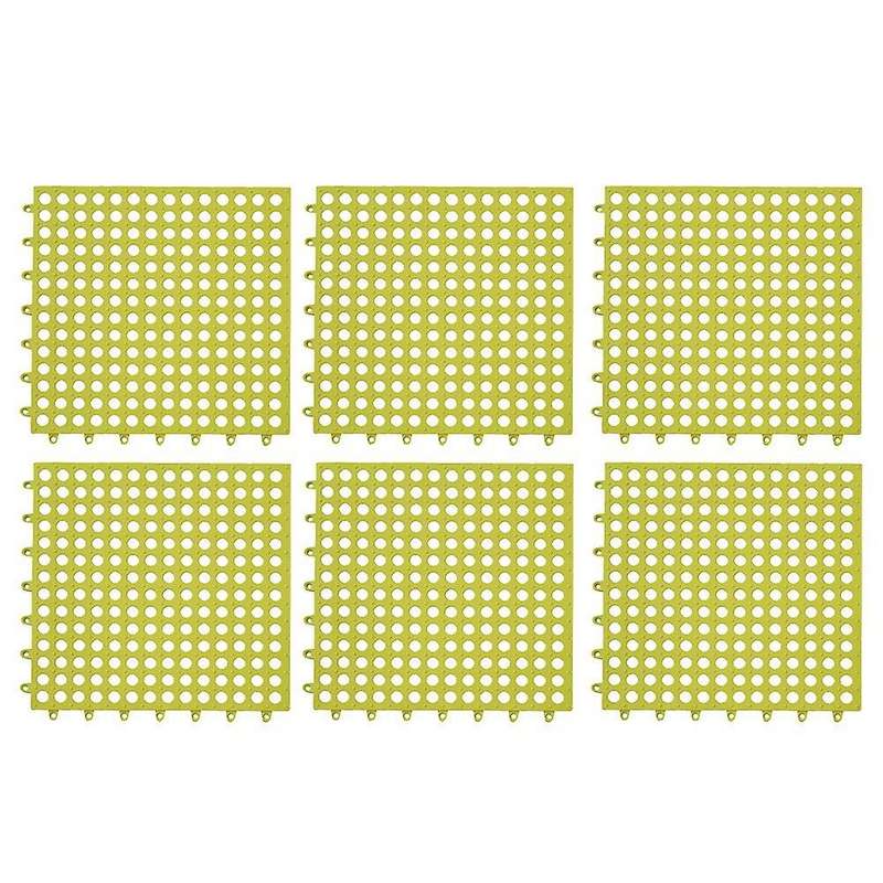 6pcs Anti-slip Splicing Pvc Bathroom Kitchen Mat 30x30cm Pea Green