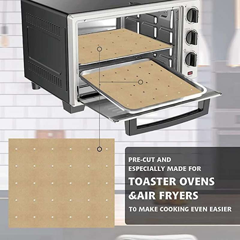 200 Pcs Perforated Square Air Fryer Liners for Large Toaster Emeril
