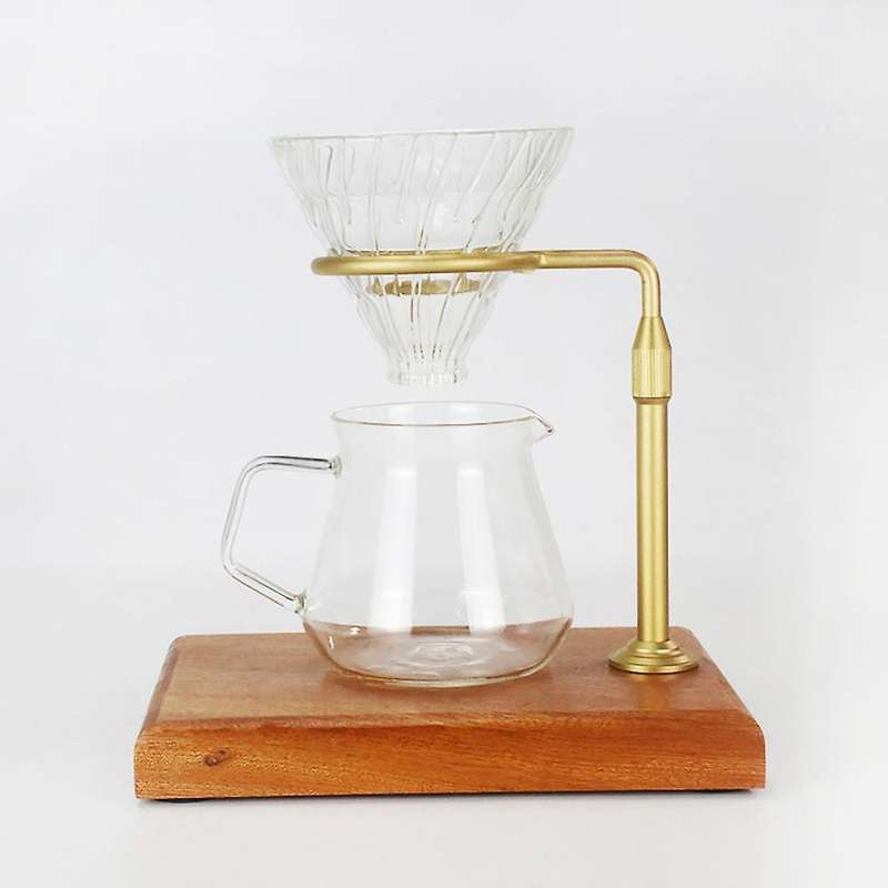 Coffee Filter Holder Wooden Base Adjustable Hand-made Filter (black)