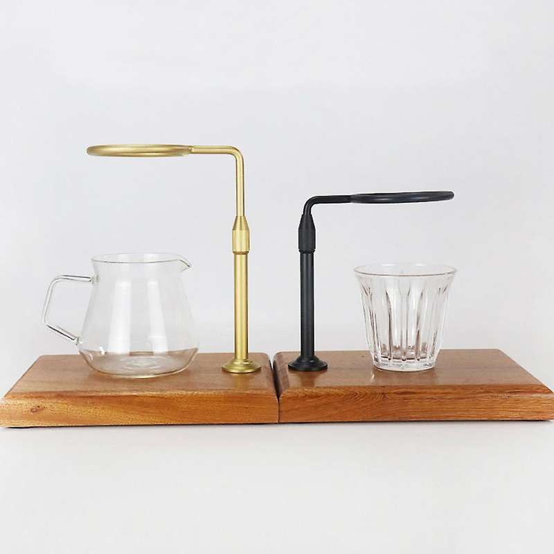 Coffee Filter Holder Wooden Base Adjustable Hand-made Filter (black)