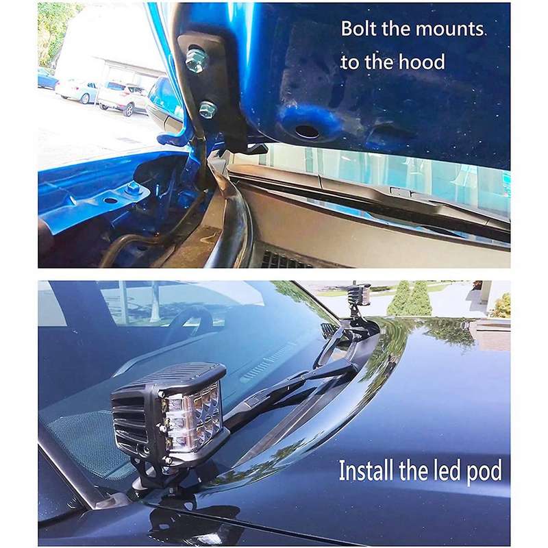 Led Light Metal Hood Mount Bracket Kit for Toyota Tacoma 2005-2015