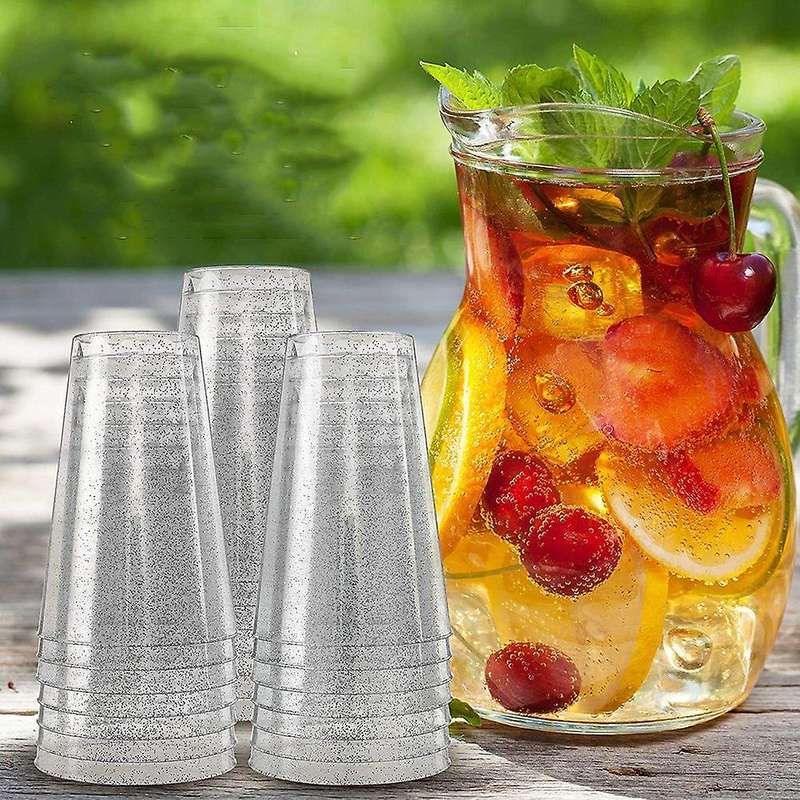 Clear Plastic Cups,silver Glitter Plastic Tumblers Reusable Drink