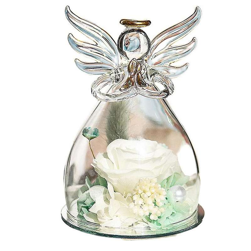 Valentine Gift Rose Flowers In Glass Ornaments Mother Present White