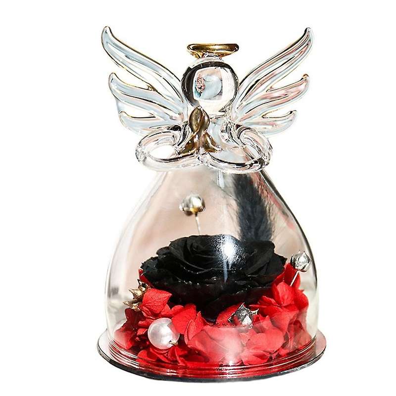 Valentine Gift Rose Flowers In Glass Ornaments Mother Present Black
