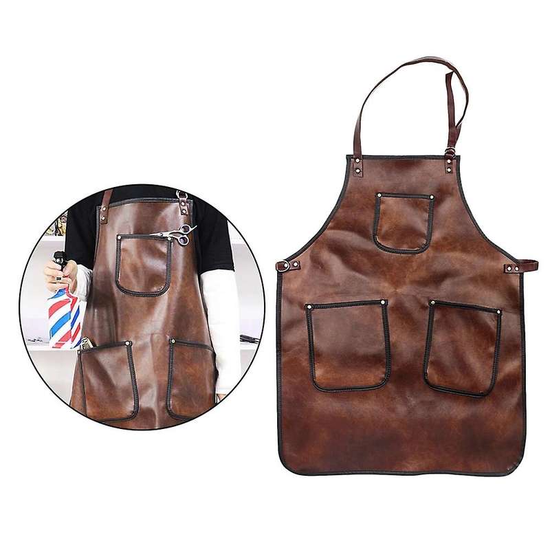 Cross-back Pu Leather Apron Chef Apron Salon Apron Kitchen Apron-b