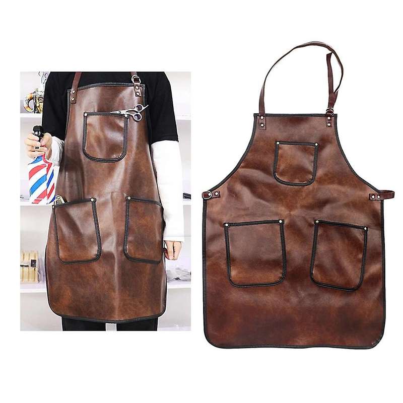 Cross-back Pu Leather Apron Chef Apron Salon Apron Kitchen Apron-b